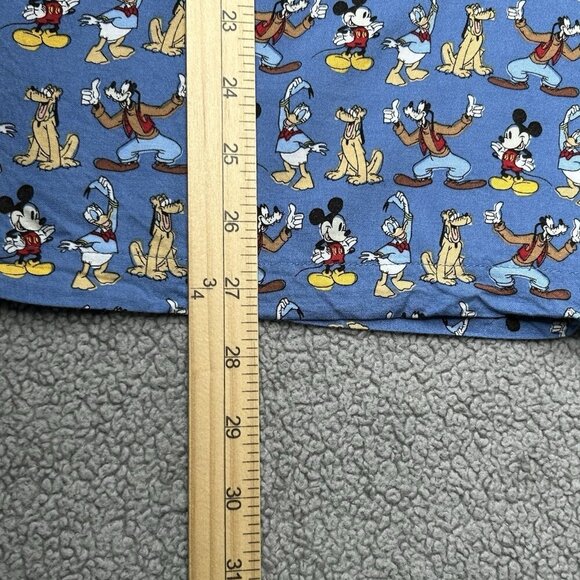 Vintage Disney Store Shirt Mens Large Blue Rayon Hawaiian Mickey Goofy Daffy L - Picture 9 of 9